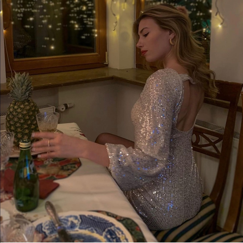 Sparkly open back dress